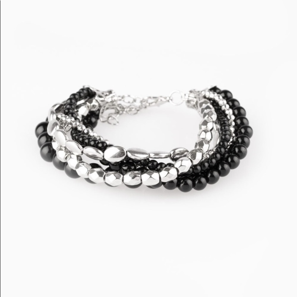 Black and silver bead bracelet